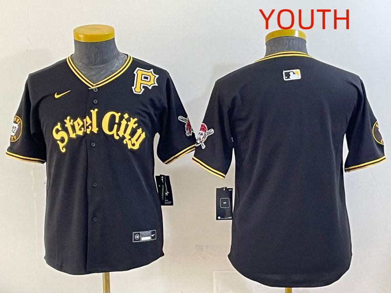 Youth 2025 Pittsburgh Pirates Blank Black Game Nike MLB Jersey style 7151->youth mlb jersey->Youth Jersey